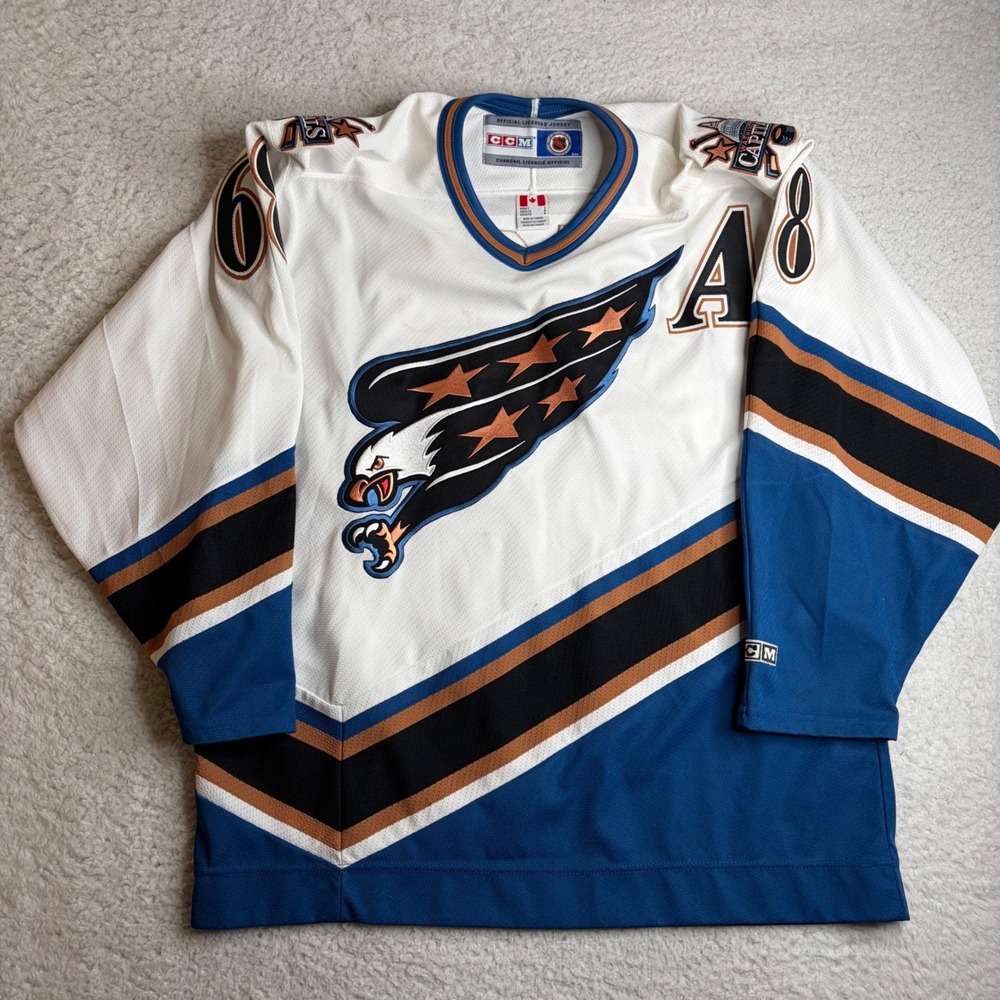 Vintage CCM Washington Capitals Jaromir Jagr 68 Eagle Jersey White Men Large Y2K - Picture 2 of 8